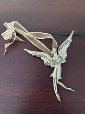 Emily Dickinson Angel Ornament Gold Tone Metal Dwell In Possibility
